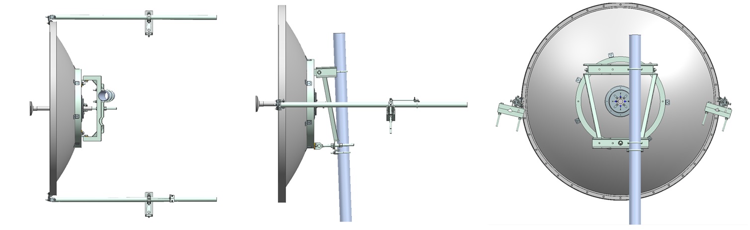 5.8G頻段1.8米直徑高增益雙計劃拋物面天線俯視圖、側視圖、后視圖 5.8G頻段1.8米直徑高增益雙計劃拋物面天線俯視圖、側視圖、后視圖